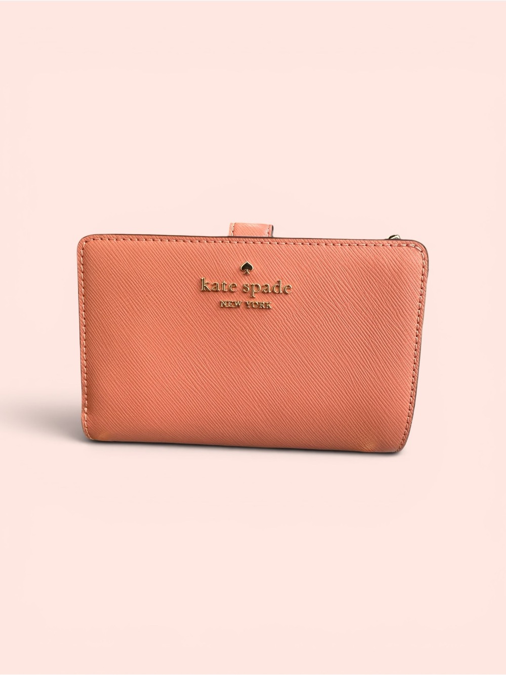 kate spade New York coral pink Saffiano Leather Madison L Zip Wallet NWOT